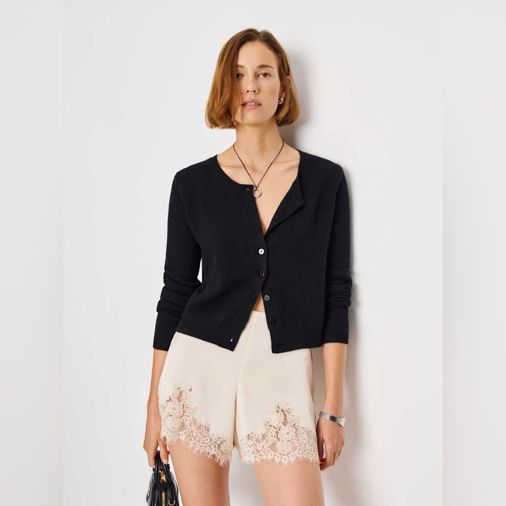 Reformation Clara Cashmere Crew Cardigan Black